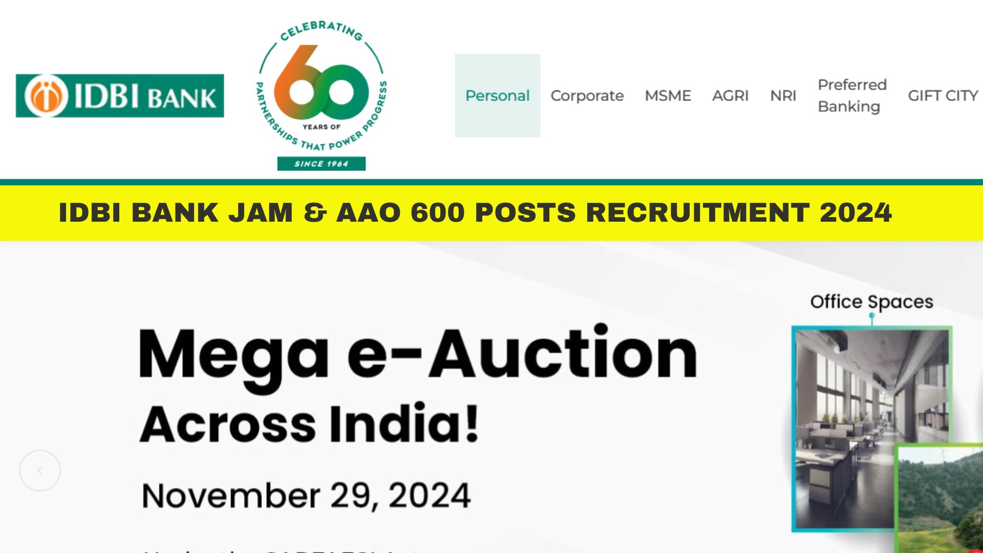 IDBI Bank JAM & AAO 600 Posts Recruitment 2024