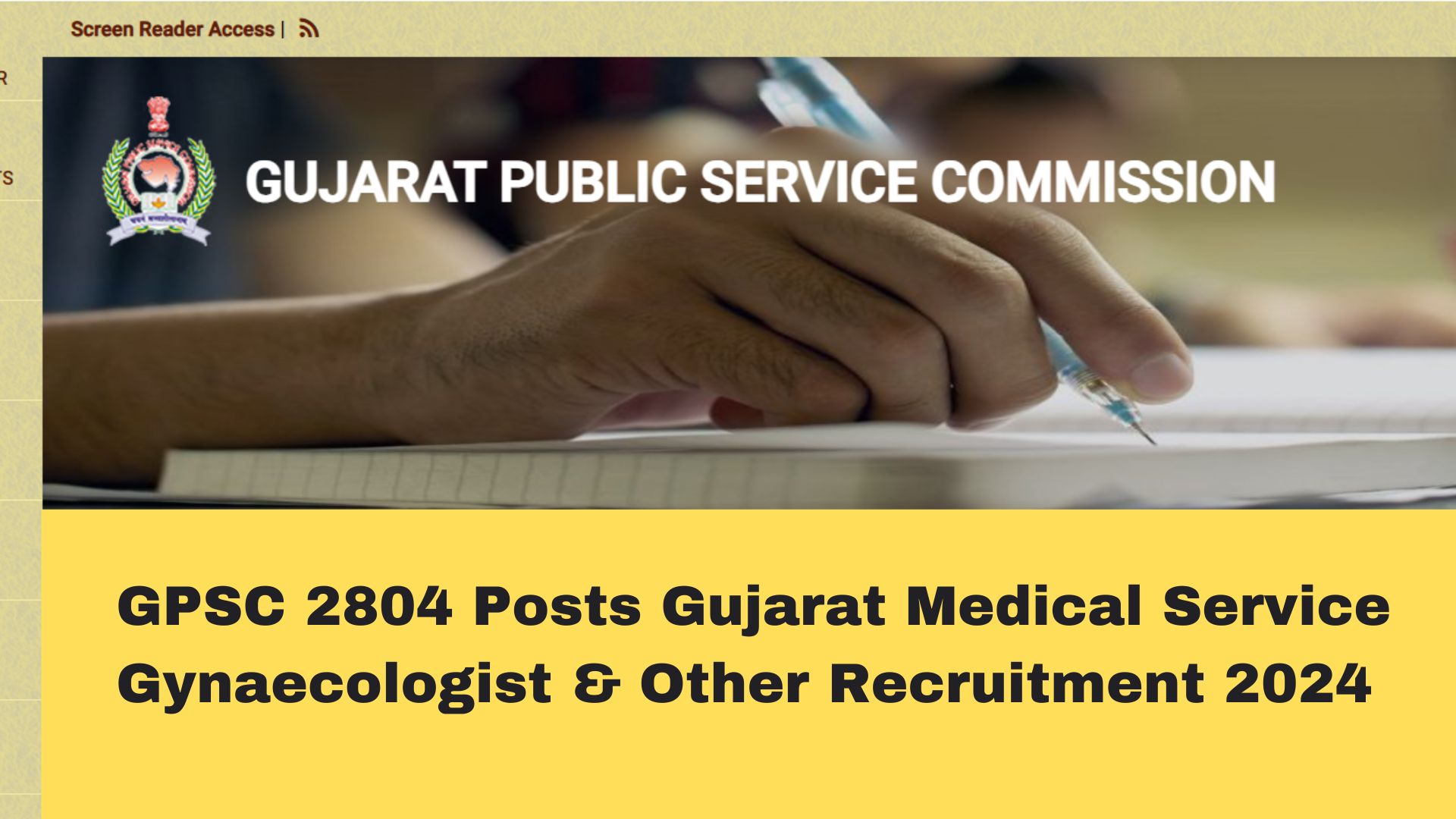 GPSC 2804 Posts Gujarat Medical Service Gynaecologist & Other Recruitment 2024