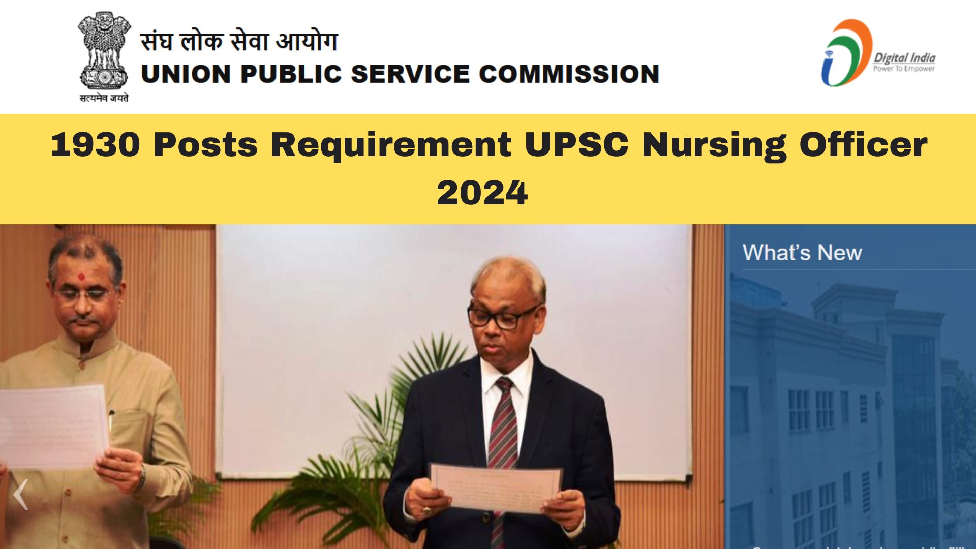 1930 Posts Requirement UPSC Nursing Officer 2024