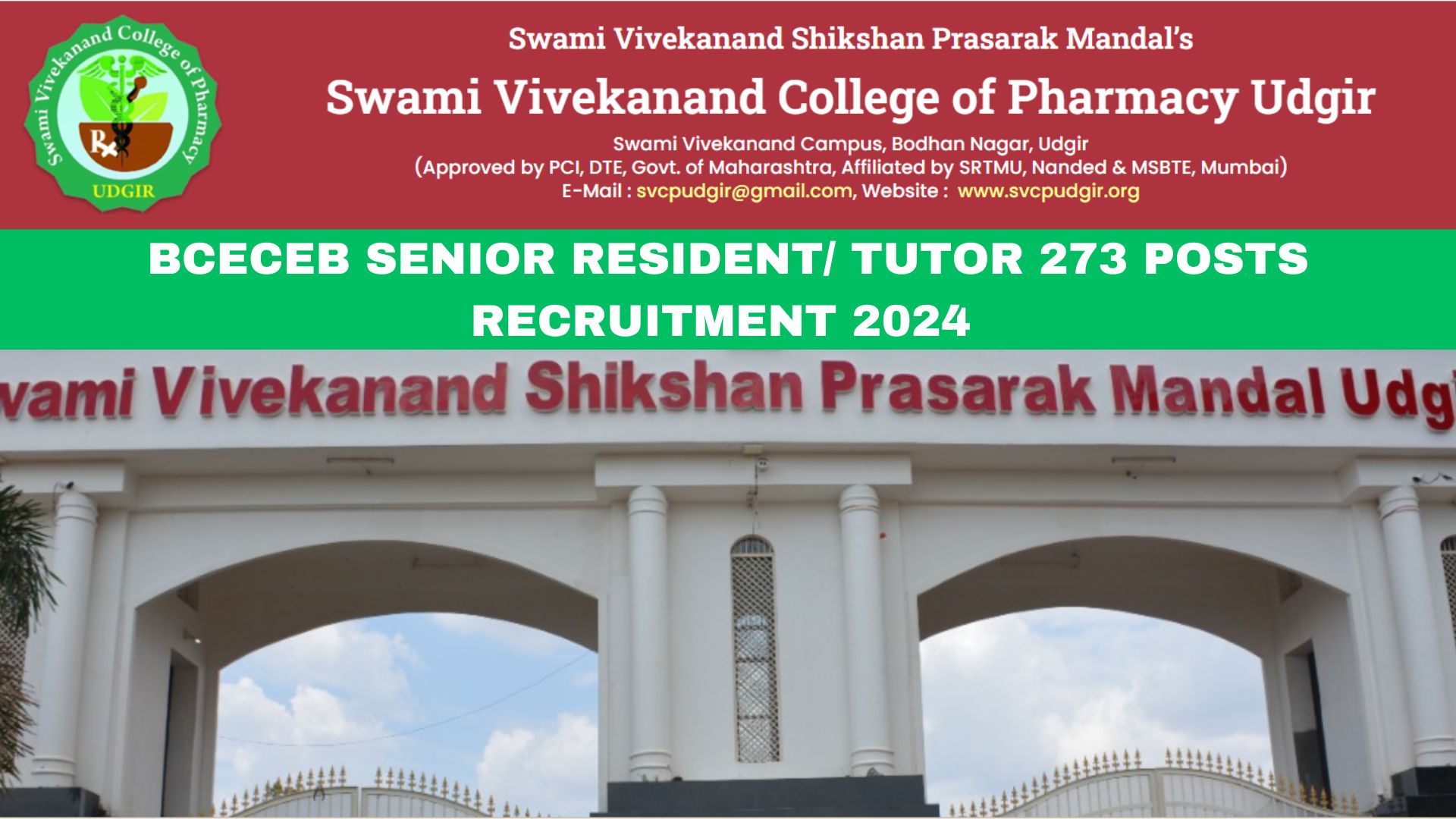 Swami Vivekananda College of Pharmacy Latur 33 Posts Recruitment 2024