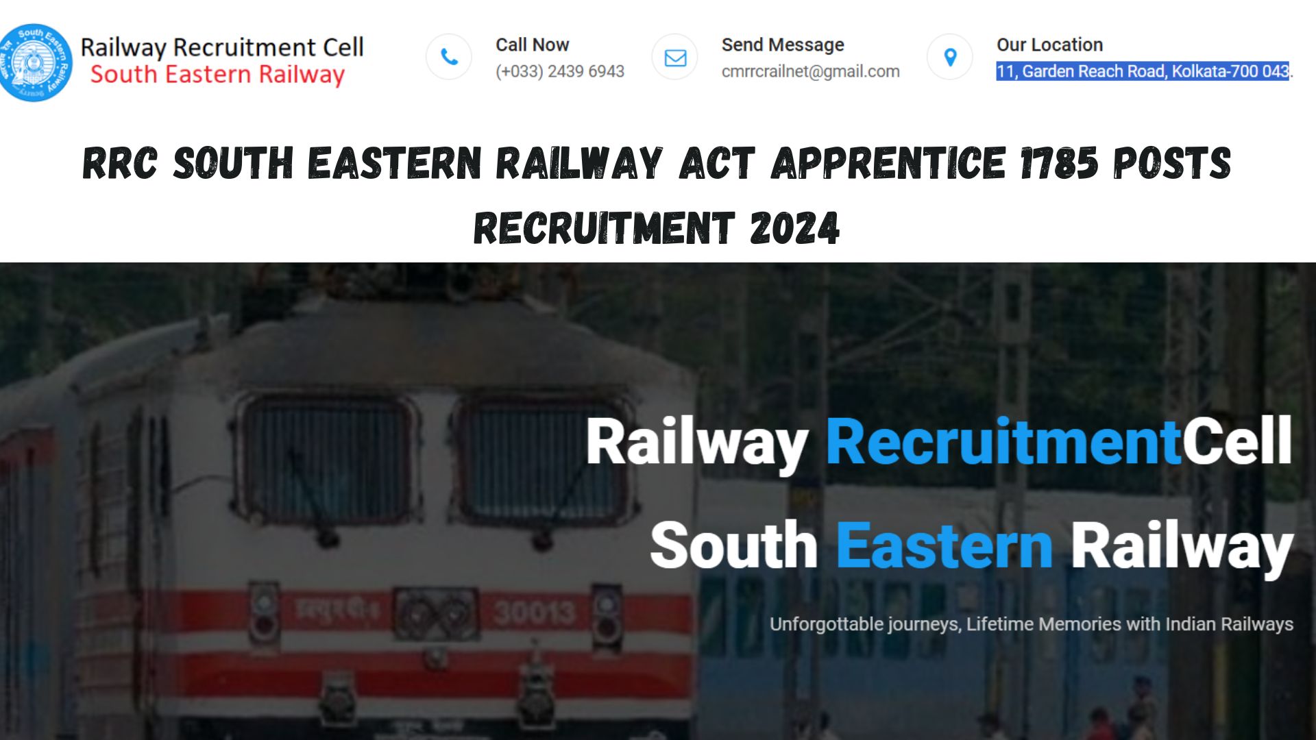 RRC South Eastern Railway Act Apprentice 1785 Posts Recruitment 2024