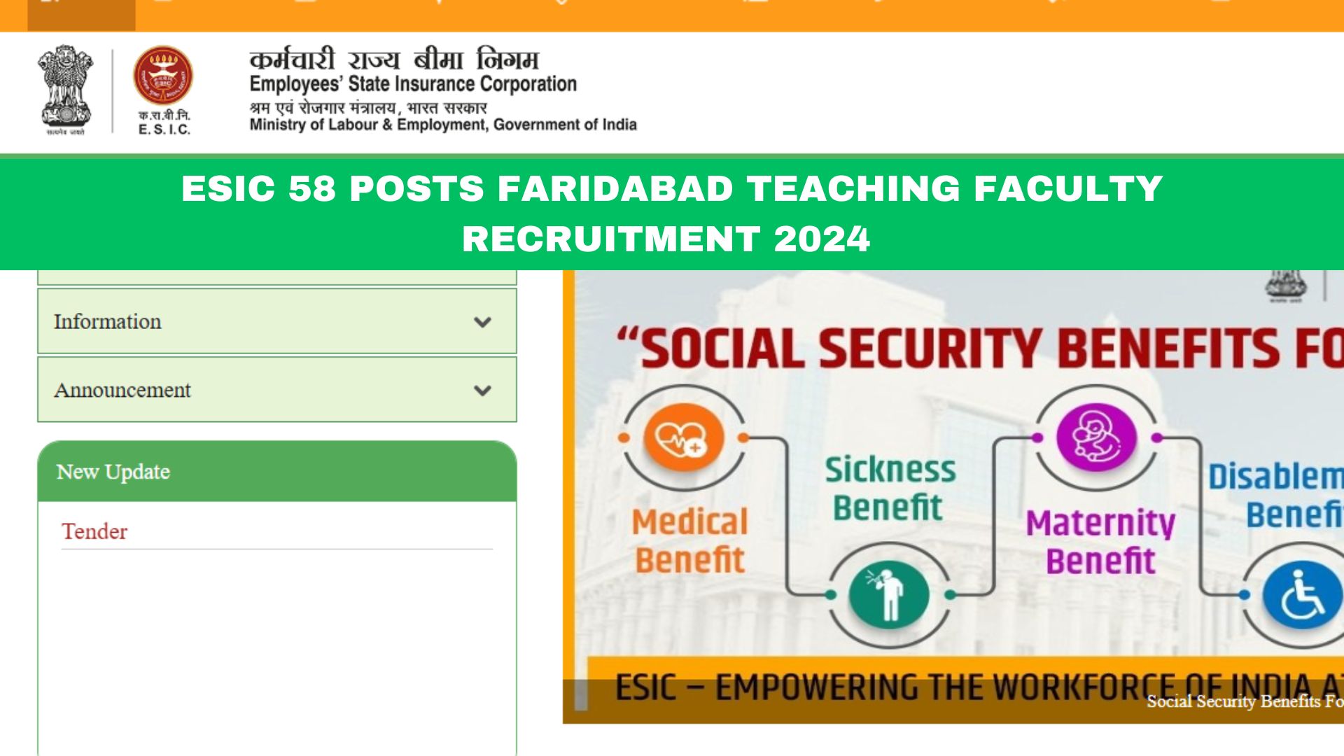 ESIC 58 Posts Faridabad Teaching Faculty Recruitment 2024